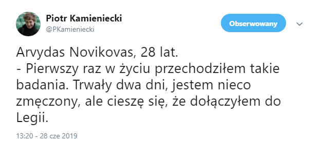 Novikovas na temat badań medycznych w Legii :D